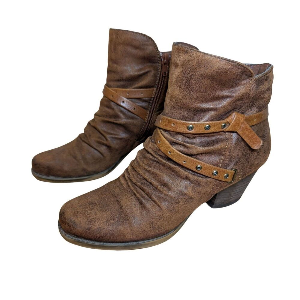 Bare Traps Faux Suede Ankle Booties - Size 6M - Brown - Side Zip
